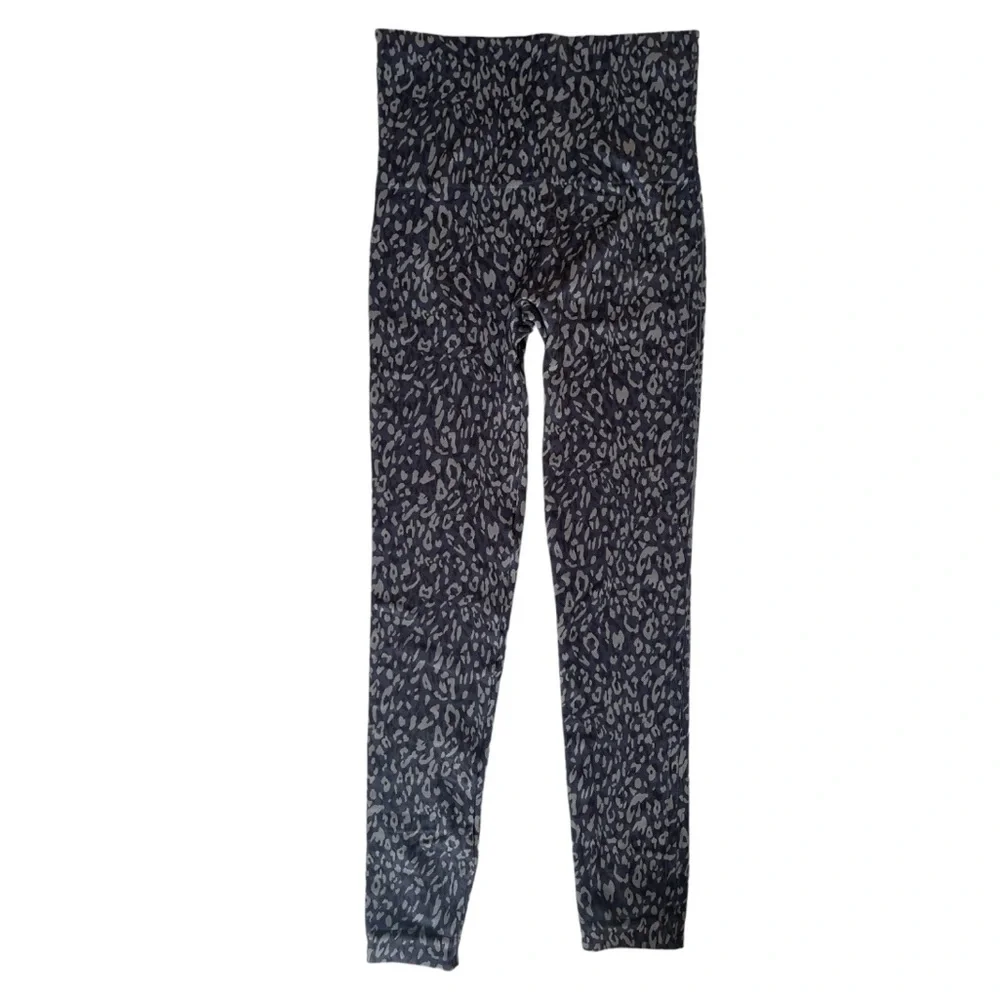 Spanx Look at Me Now double layer waistband leopard print jegging in black